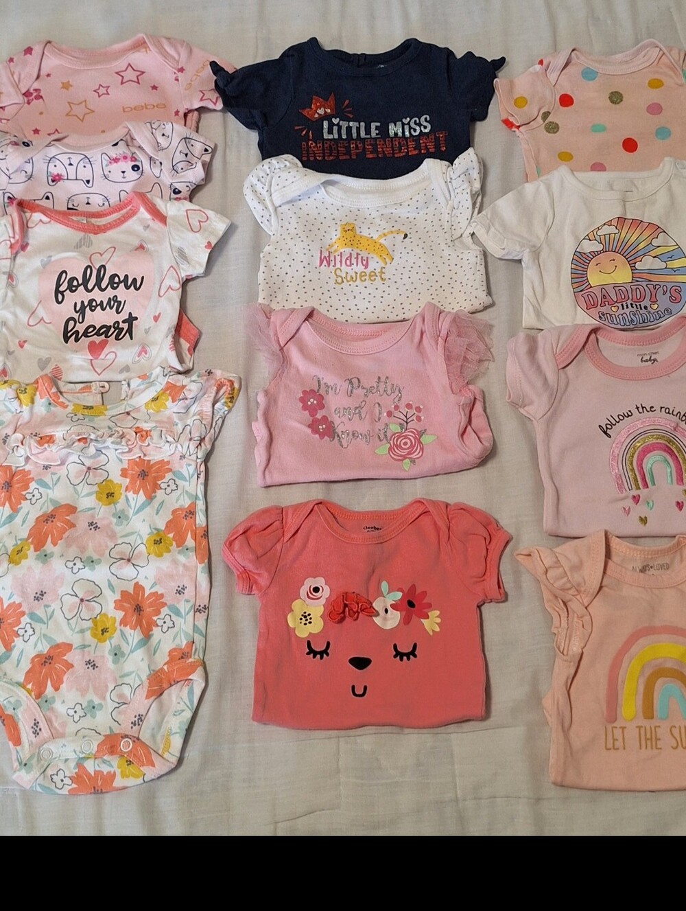 Baby Girl Onesie Bundle - Pink, Coral, Navy & White Prints
